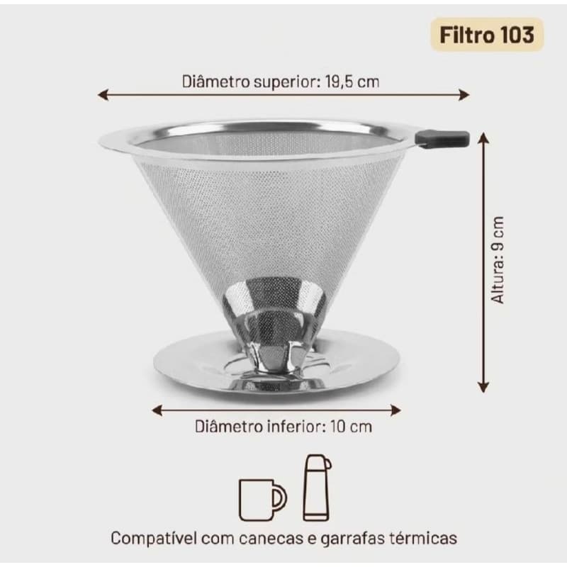 Filtro De Café Coador Inox Reutilizável Pour Over/Filtro de chá reutilizável de aço inoxidável