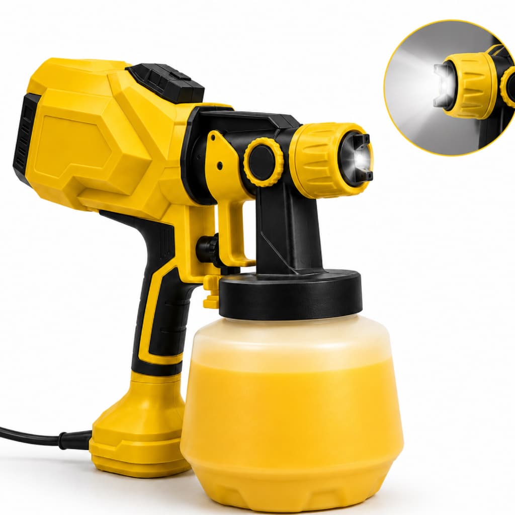 Pistola De Pintura Profissional Elétrica Pulverizadora 550w 1200ml Com Led