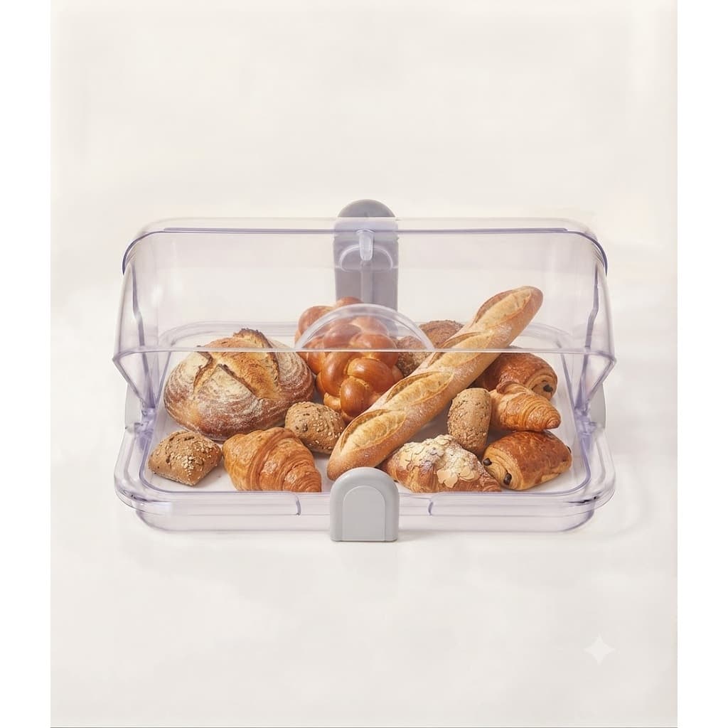 Porta Pão De Acrílico Cristal Com Tampa Basculante Porta Pão De Mesa Cozinha Organizador Transparente