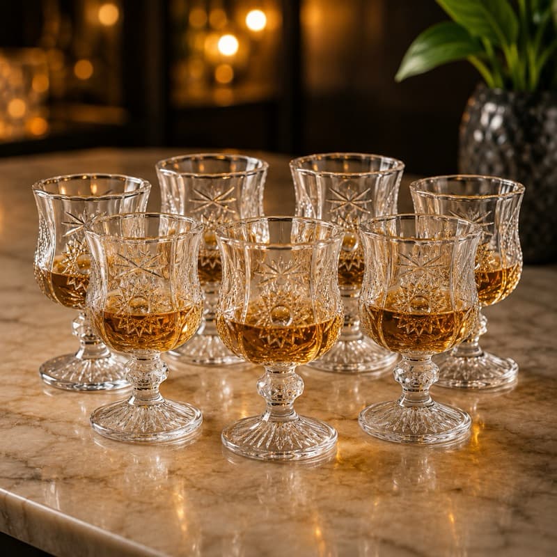 Jogo Mini Taças Vidro Desenhado 45ml para Bebidas, Drinks e Shots