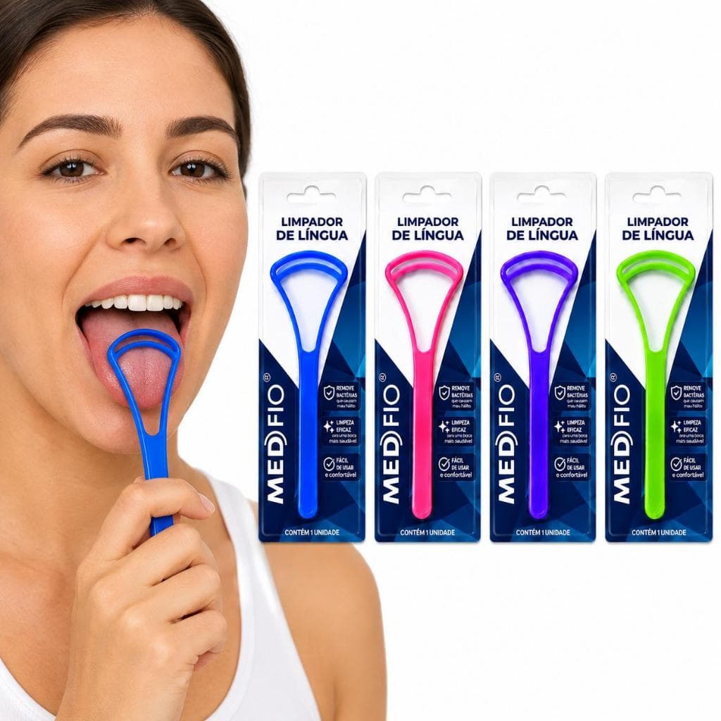 Kit 4 Higienizador de Língua Limpador Bucal para Remoção de Saburra e Higiene Diária