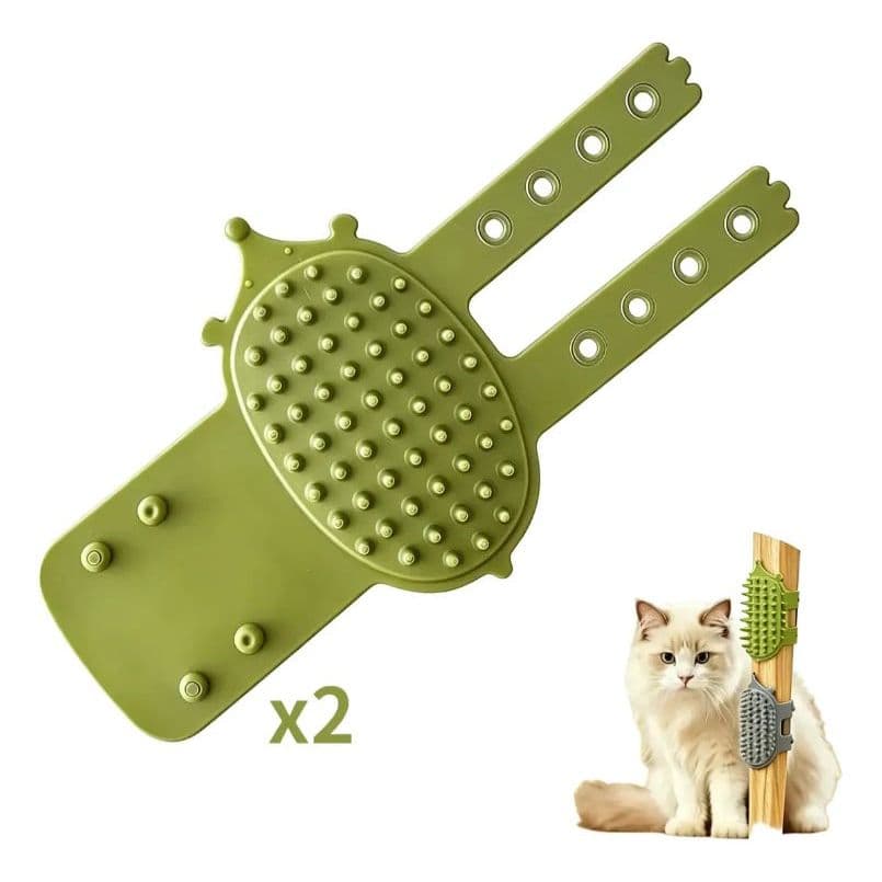 Kit 2 Peças Escova Gato Parede Borracha Pendurável Cinza Raspador de Coceira Fixação por Amarração