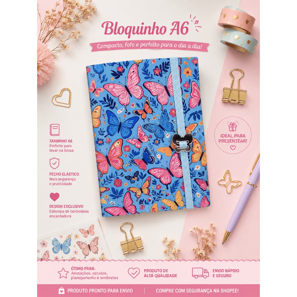 CADERNO DE ANOTAÇÕES - 40 FOLHAS/ 80 PÁGINAS, TAMANHO A6.
