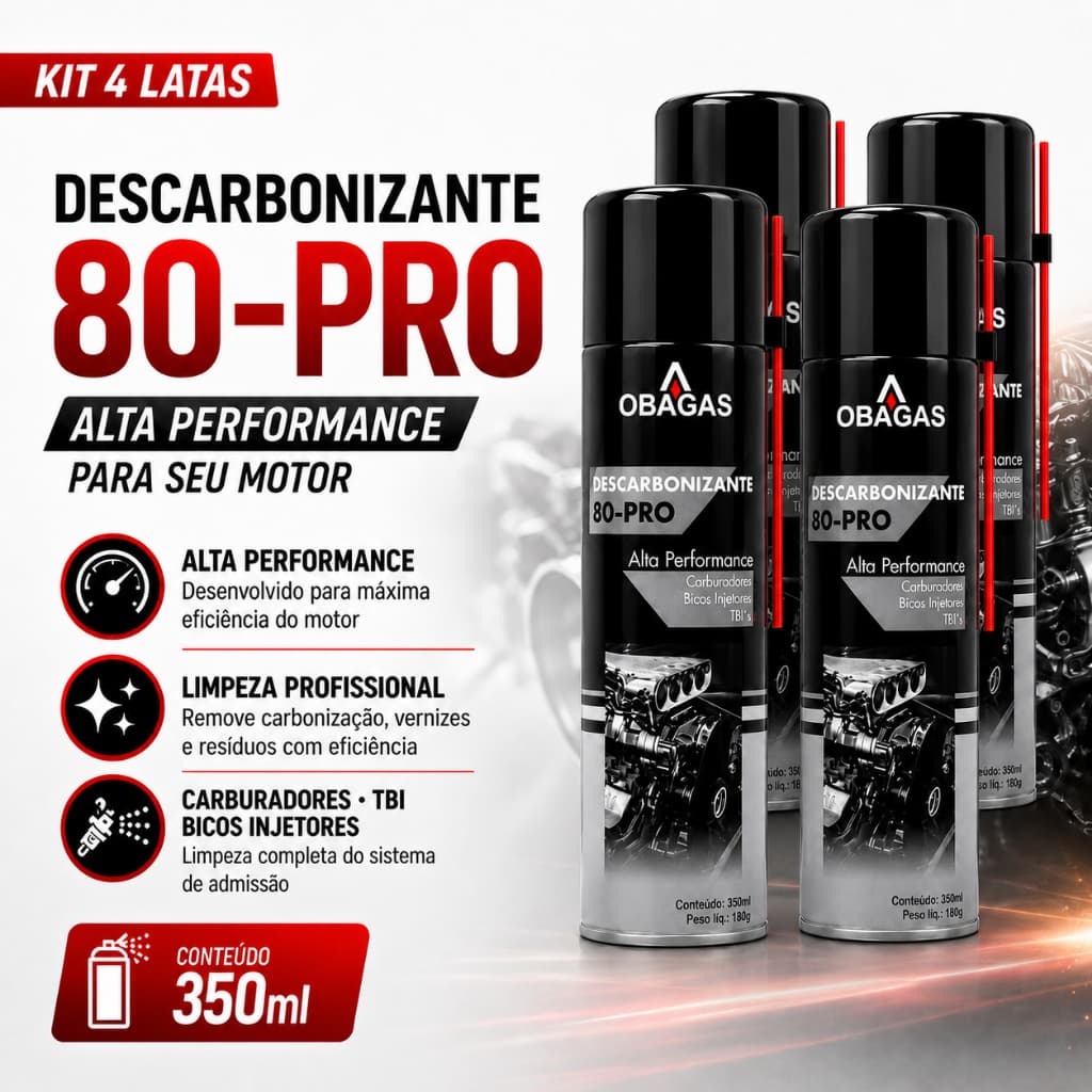 4 Descarbonizante ObaGas TBI Carburador Bicos Injetores