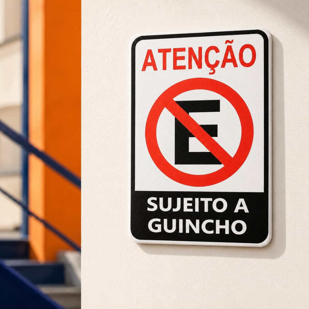 Placa Sinalização Proibido Estacionar Sujeito a Guincho