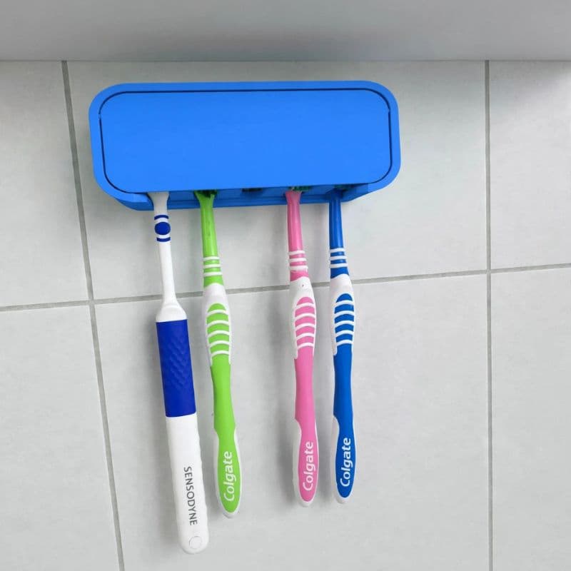 Suporte Para Escova de Dente 5 Furos Organizador de Escovas Porta Escova de Parede Sem Furo Fita Dupla Face Banheiro
