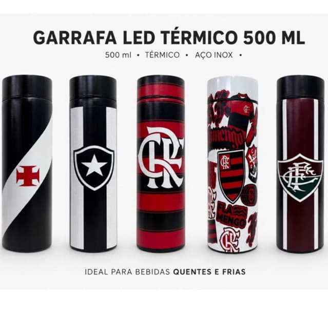 GARRAFA TÉRMICA INOX 500ML TERMÔMETRO LED MODERNO E ISOLAMENTO GARRAFA PERSONALIZADA LED INTELIGENTE