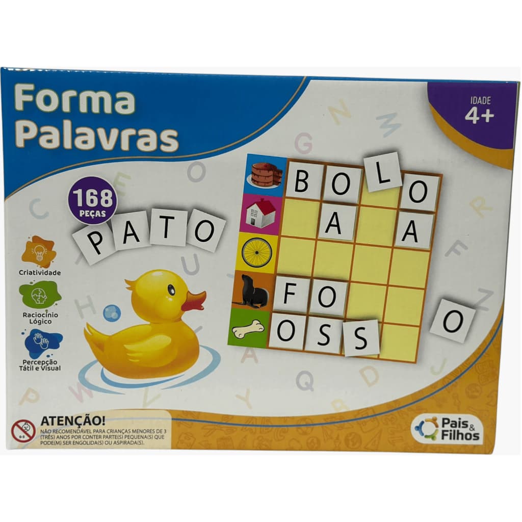 Jogo Forma Palavras Pais & Filhos 168 Peças Educativo Alfabetização Infantil 4+
