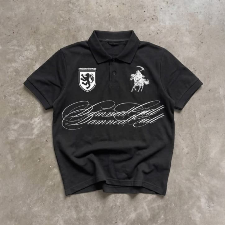 Camisa Polo Unissex Cavaleiro Damned em Piquet