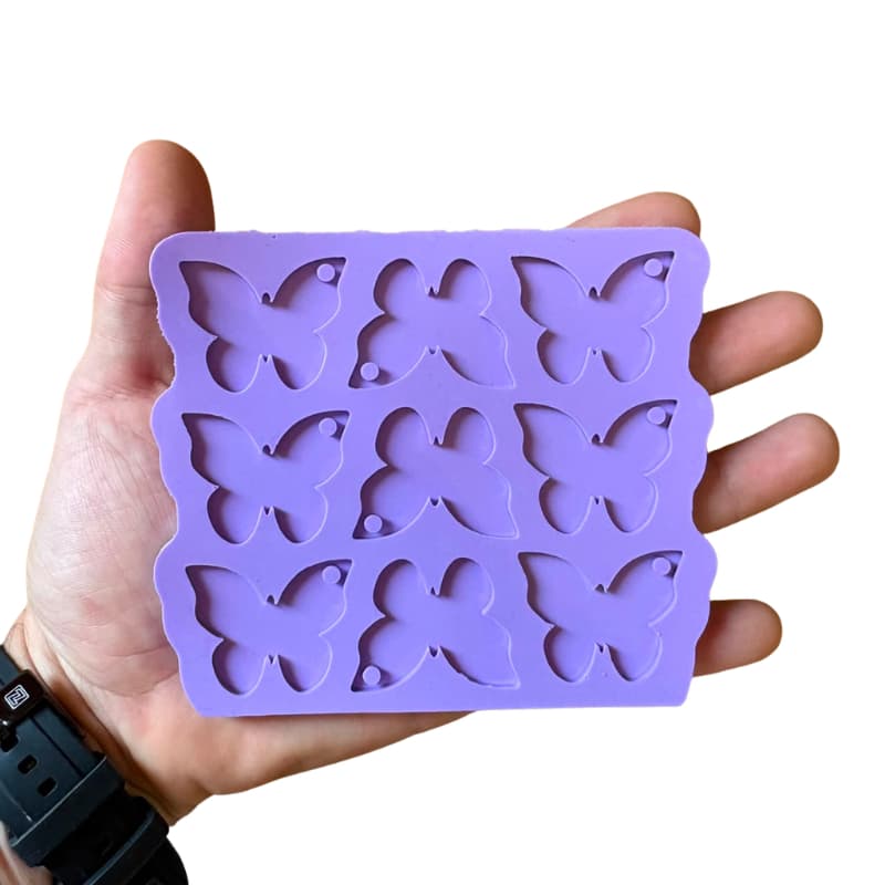 Molde Silicone 9 Borboleta 3cm Resina 3mm Pingente Brinco A8