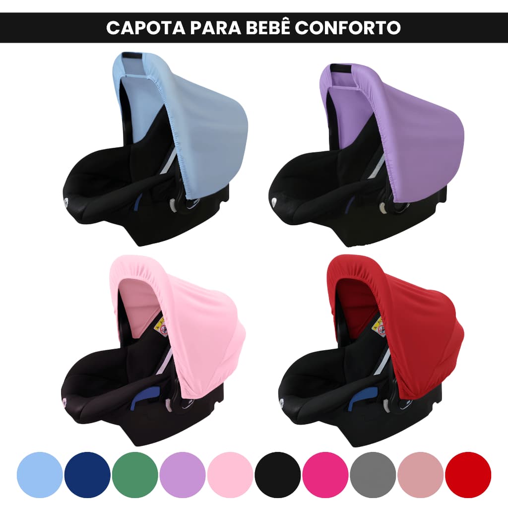 Capota para Bebê Conforto Capa de Proteção Solar com Elástico Universal Ajustável Várias Cores