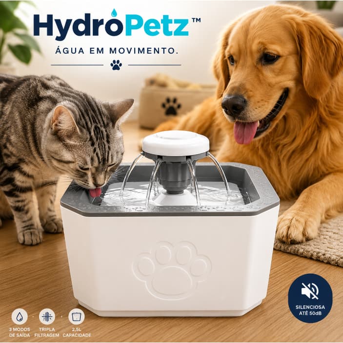 HydroPetz - Fonte Automatica Agua Refil Cat Fontes Silenciosa Recarga Facil