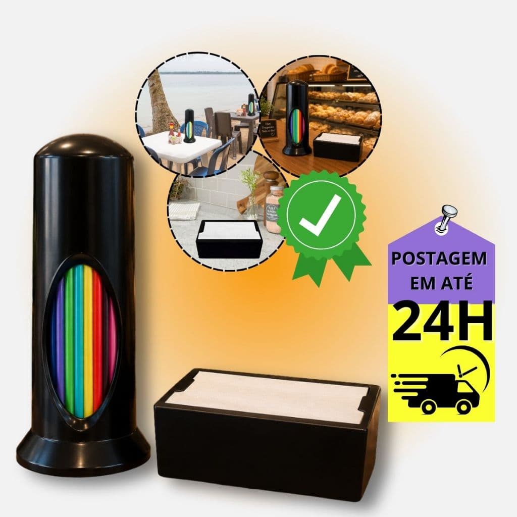 Kit Lanchonete Suporte Para Canudo + Guardanapo Envio Rápido