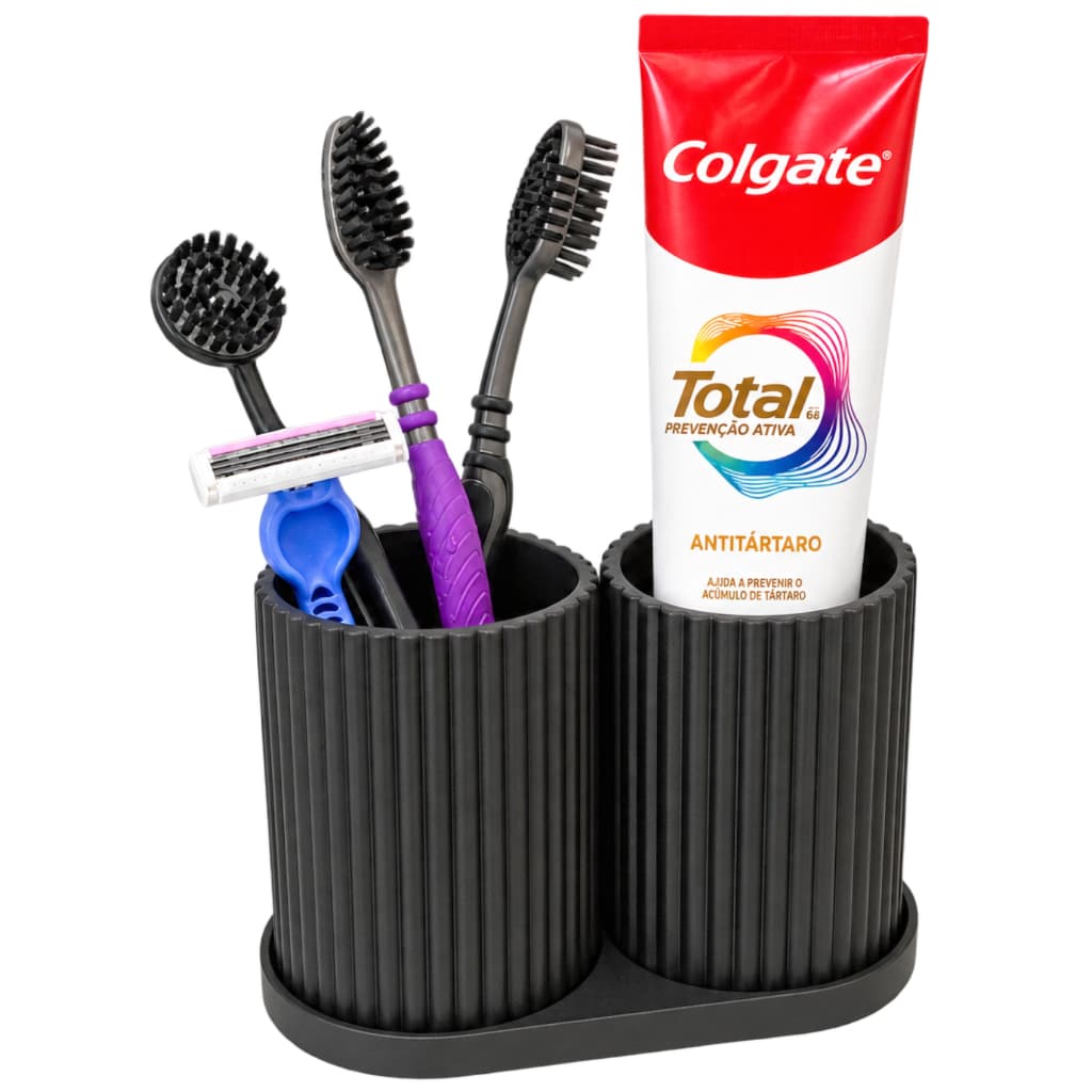Organizador para Escovas de Dente e Creme Dental | Porta Escova para Banheiro com 2 Compartimentos