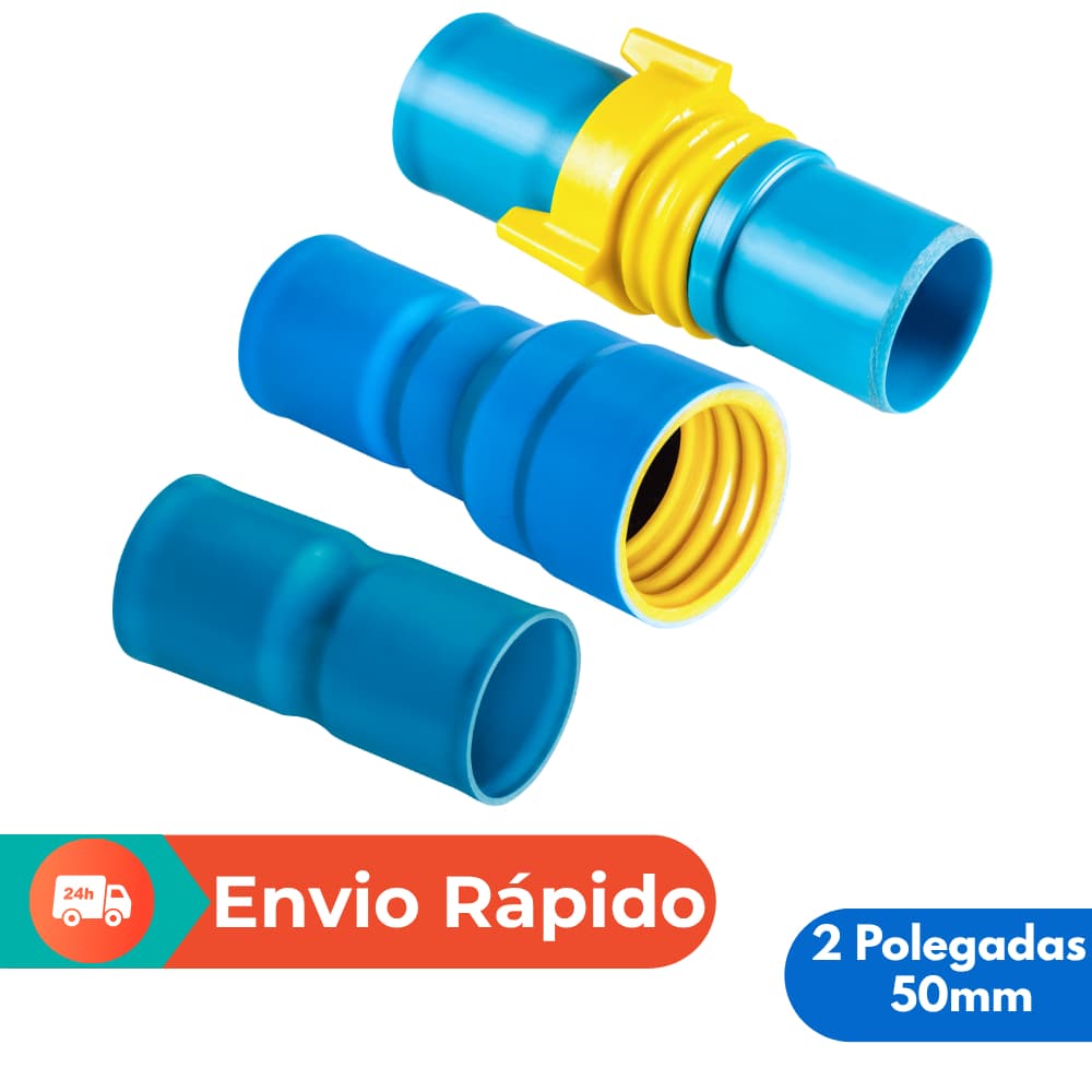 Conexão Irrigação Ponta Macho 2", Ponta Fêmea 2" e Luva Soldável 2"  | Kit 3 Peças | Tubo EP Rosca