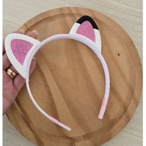 Arco orelhinha de Gatinho Infantil Rosa com Glitter, tiara infantil, orelha da Gabi, casa da Gabi,  presente infantil