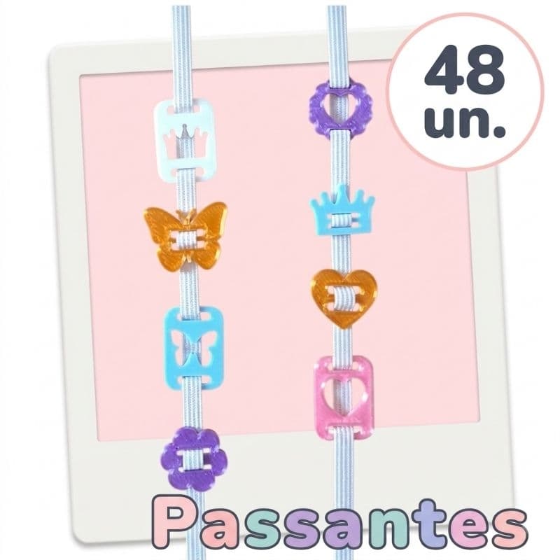 kit 48 Passsante de Elástico Holográfico / Finalizador para Encadernação, Agenda e Laços / Plástico PLA impressão 3D.