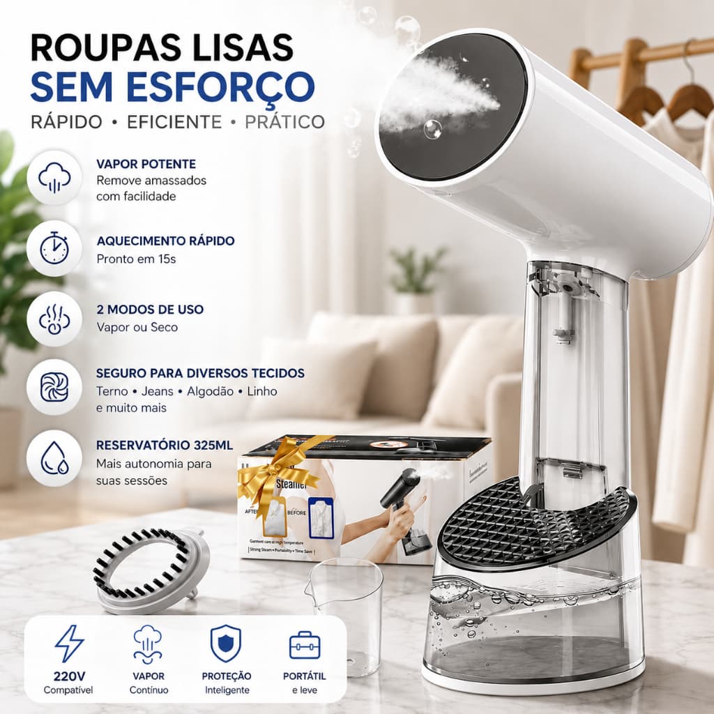Vaporizador Portátil de Roupas 1500W 325ML Vertical Horizontal Passadeira a Vapor 220V Steam Pro Ferro de Passar