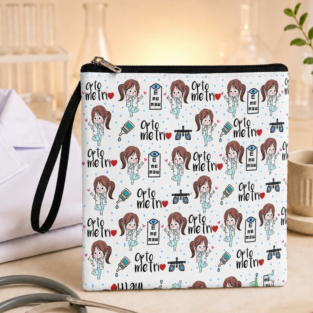 Porta Jaleco Optometria Optometrista Visao Optica Presente Formatura Estagio Consultorio Bolsa Necessaire Impermeavel