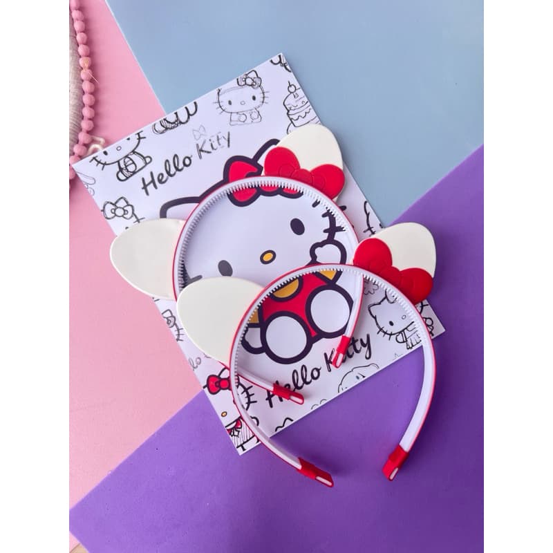 Tiara Hello Kitty Infantil | Arco de Cabelo Gatinha com Orelhinhas e Laço | Acessório Menina