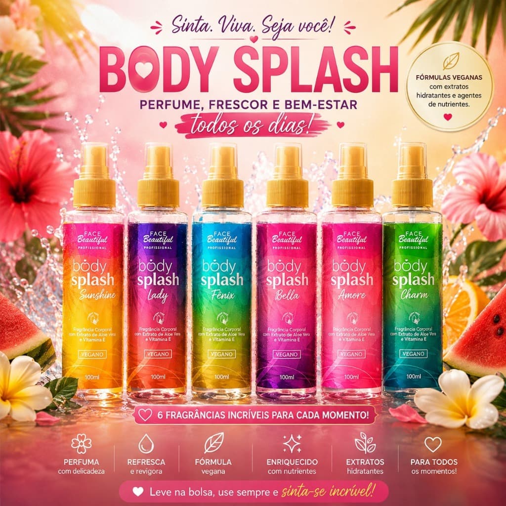 Body Splash Leve e Refrescante Fragrância Corporal Com Vitamina E