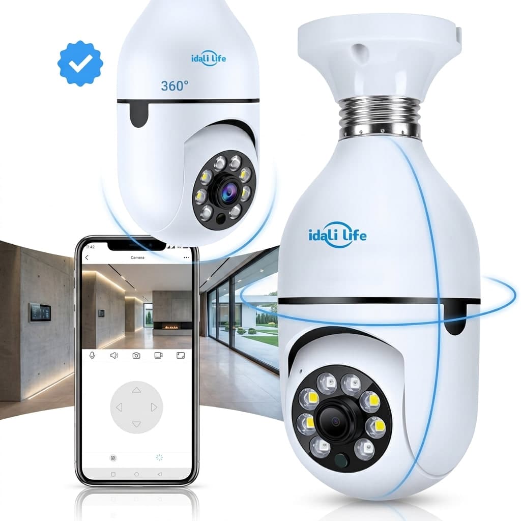 Câmera de Segurança Lâmpada Wi Fi JORTAM 360° Visão Noturna Detecção de Movimento para Soquete de