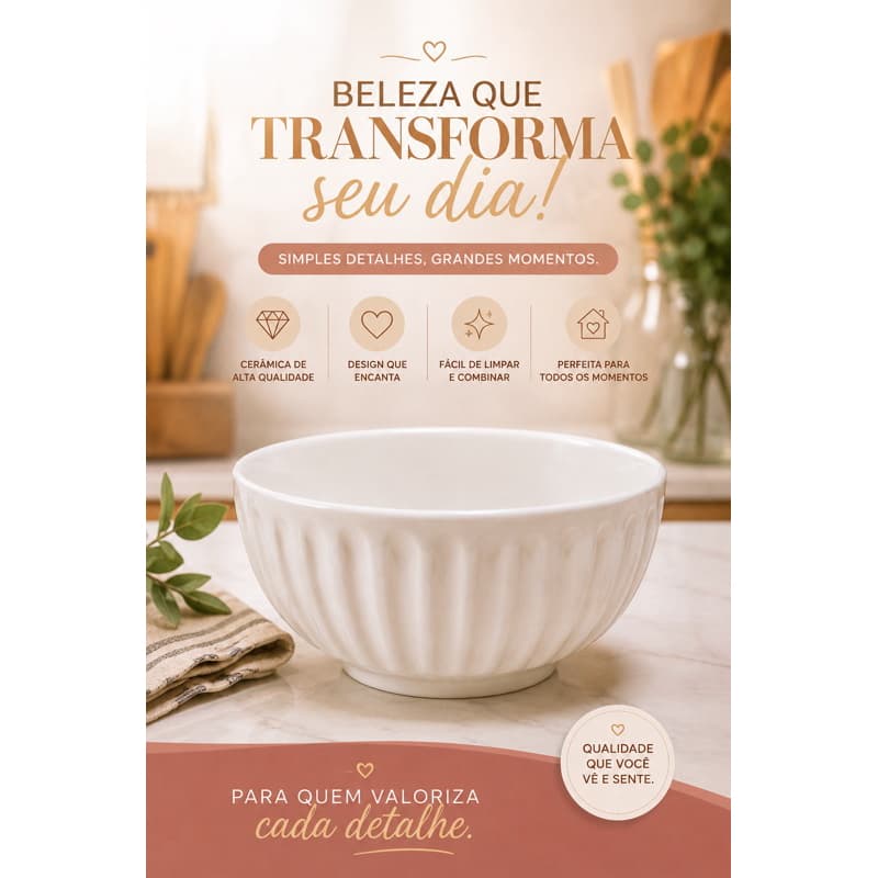 Tigela Bowl de Cerâmica 20x10 cm | mesa posta com delicadeza