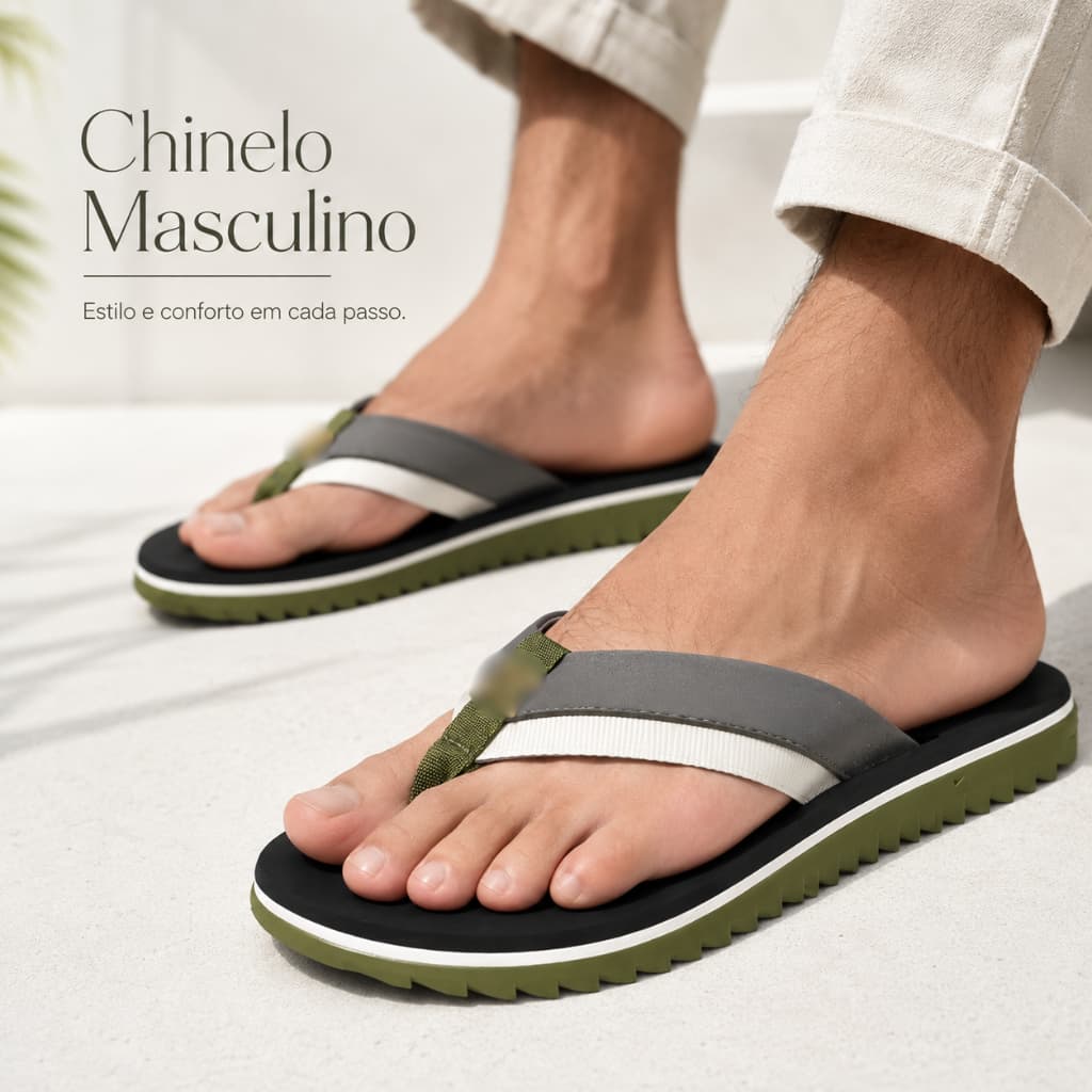 Chinelo Masculino Casual para Todas as Ocasiões Lançamento Sandália Promoção Tendência Verão Praia