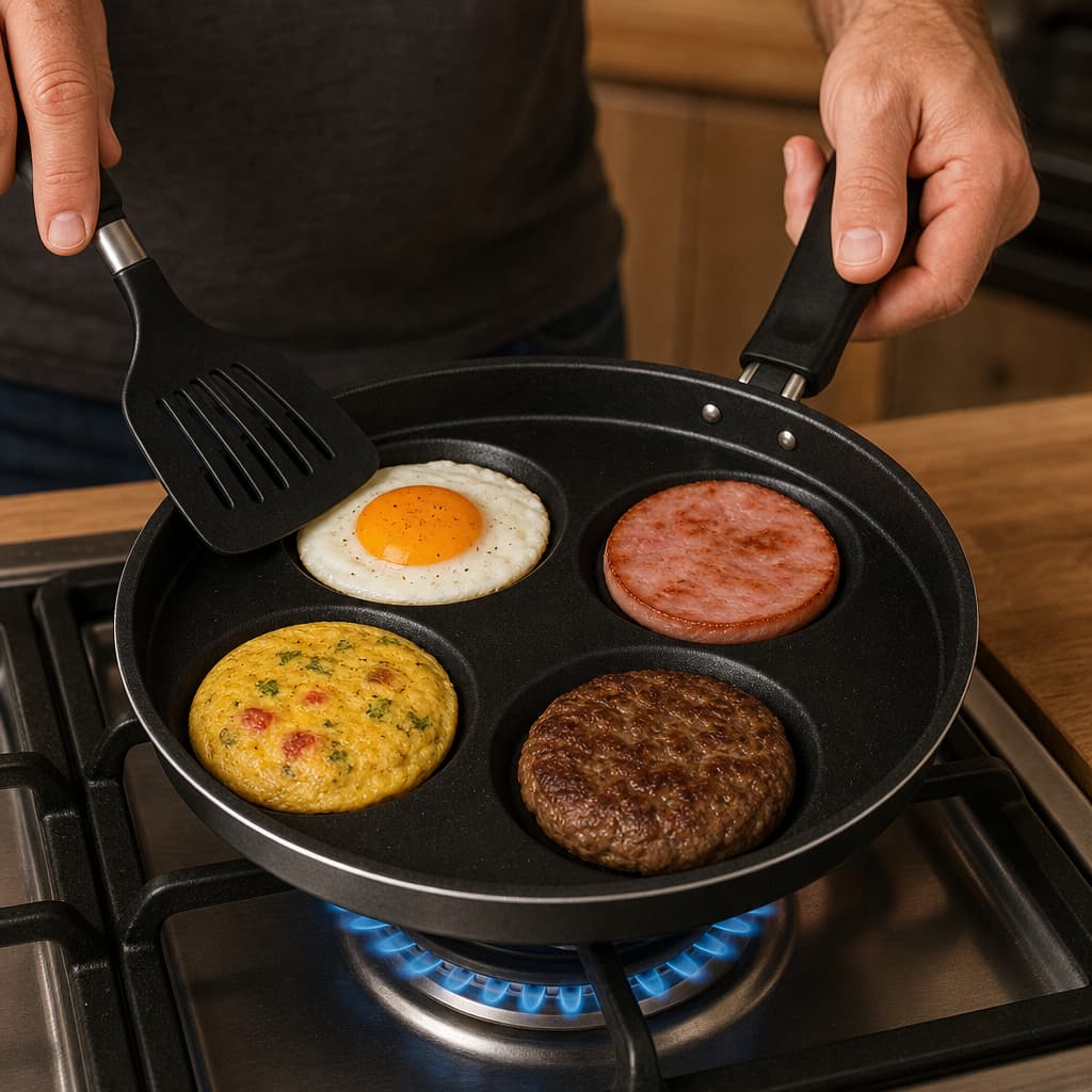 Frigideira 4 Em 1 Multiuso Antiaderente Ovos Hamburgers Tapioca Panqueca Café Manhã Prática e Estilossa