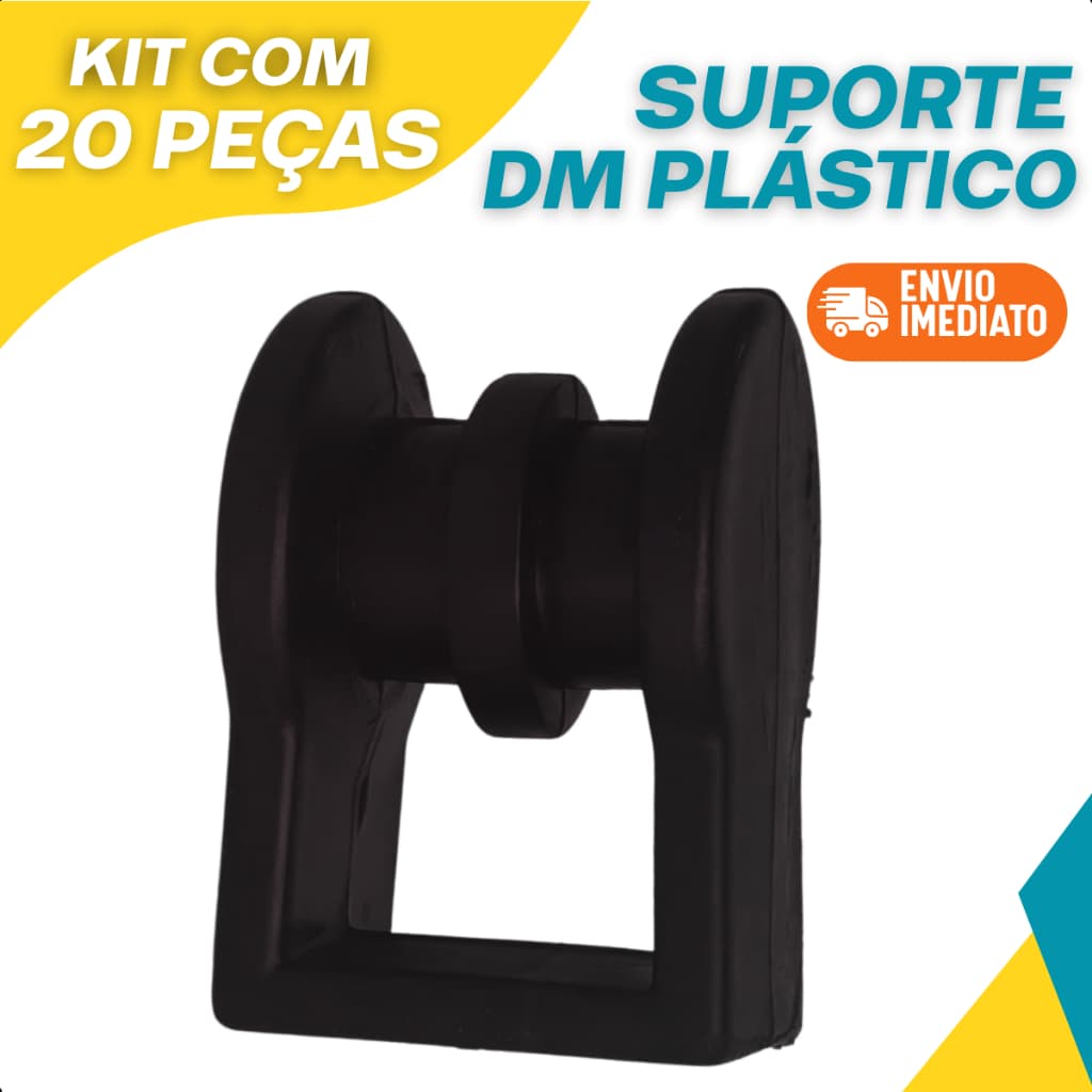 Suporte DM Plástico Preto Dielétrico Kit Com 20 Unidades Cabo Fibra Ótica Passagem Ancoragem