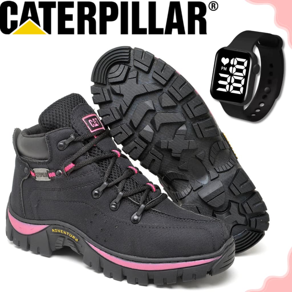Bota Feminina Coturno Adventure Caterpillar + Relogio Digital