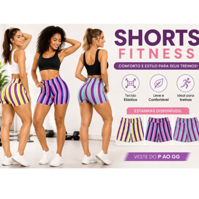 kit 2 Shorts Suplex Legging Academia Cós Alto Bermudinha