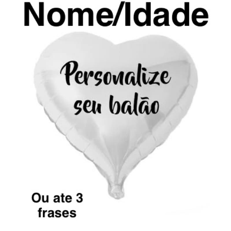Balão de Coração 45cm Branco Pesonalizado com Sua Frase