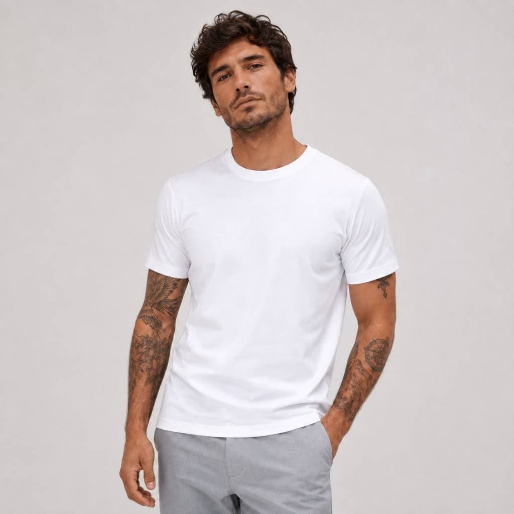 Kit Camisetas Básicas Masculinas Slim 100% Algodão Lisas Premium Conforto Casual e Academia