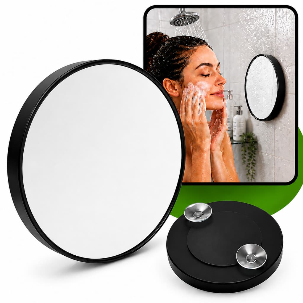 Espelho para Box com Ventosa 9cm Diâmetro Aumento Zoom 5x Barba Skincare Maquiagem Banho ENVIO IMEDIATO