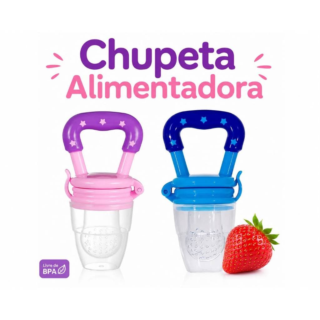 Chupeta Alimentadora Bebe Experimentar Frutas Com Tampa Higiênica E Bico De Mamadeira Macio
