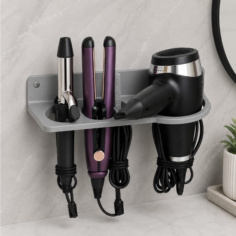Suporte De Parede Para Secador Chapinha E Babyliss 3 Em 1 Organizador De Banheiro Multifuncional Resistente