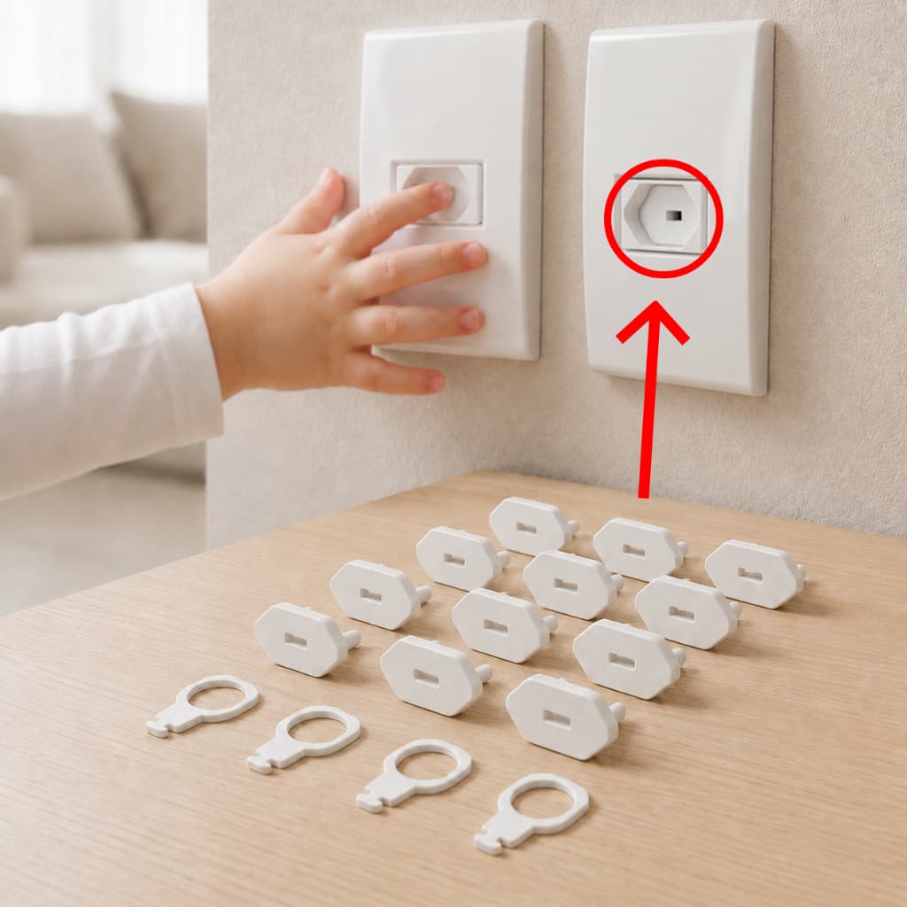 Protetor de Tomada Infantil Kit 6 12 20 Unidades + Chave | Segurança para Bebês