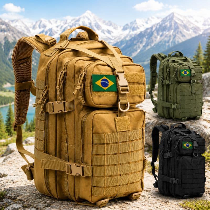 Mochila Tática Grande Reforçada Tecido Grosso Resistente à Água para Camping e Viagem