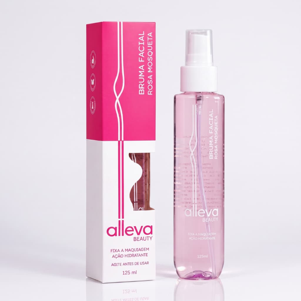 Bruma Facial Fixadora Rosa Mosqueta Alleva Beauty 125ml Hidratante Pré/Pós Make