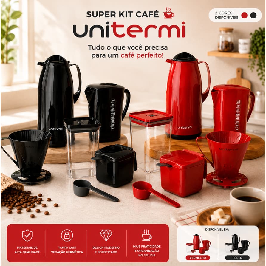 Kit Café Prático com 6 Peças Preparo Rápido e Prático para seu Café Diário