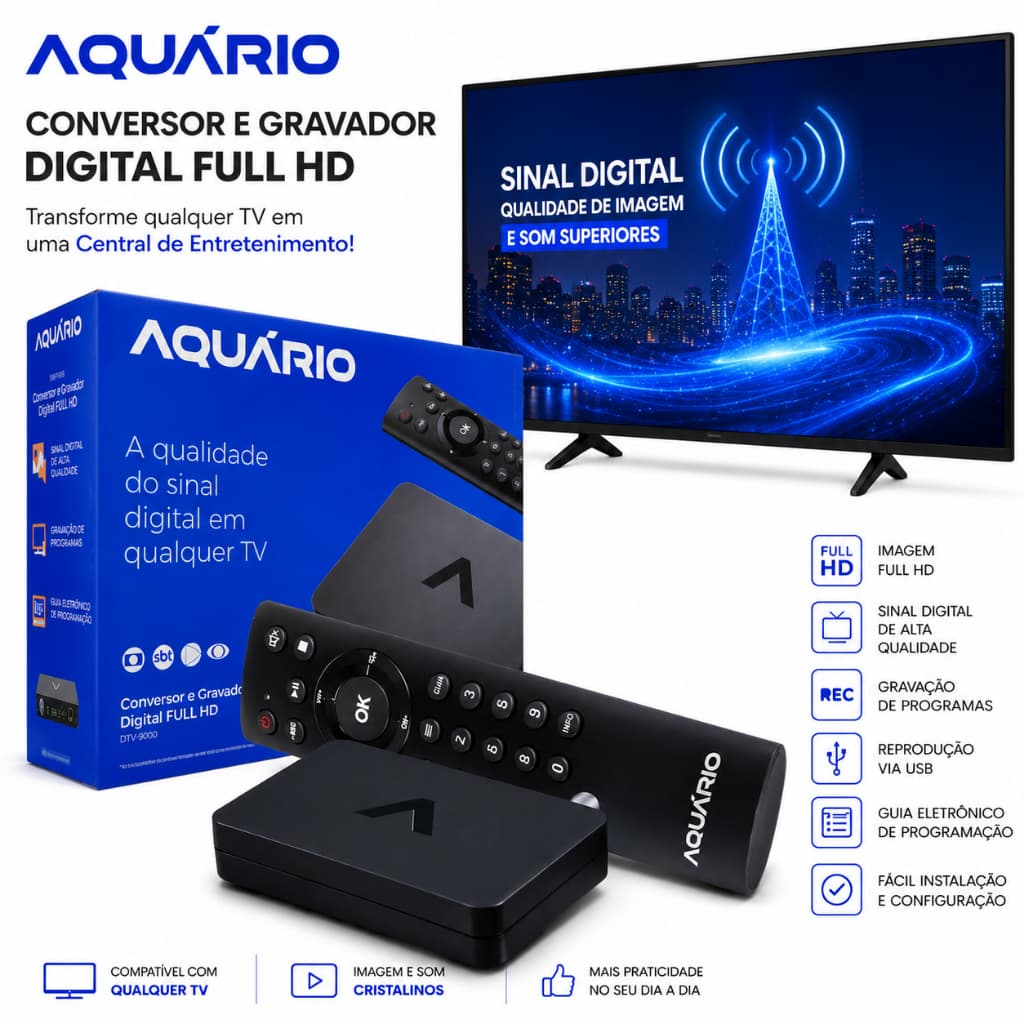 Conversor Digital Aquário DTV-9000 TV