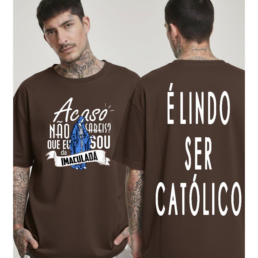 Camiseta Oversized Unissex 100% Algodão Fio 30.1 Estilosa Jesus Cristo Lindo ser Católico Imaculada