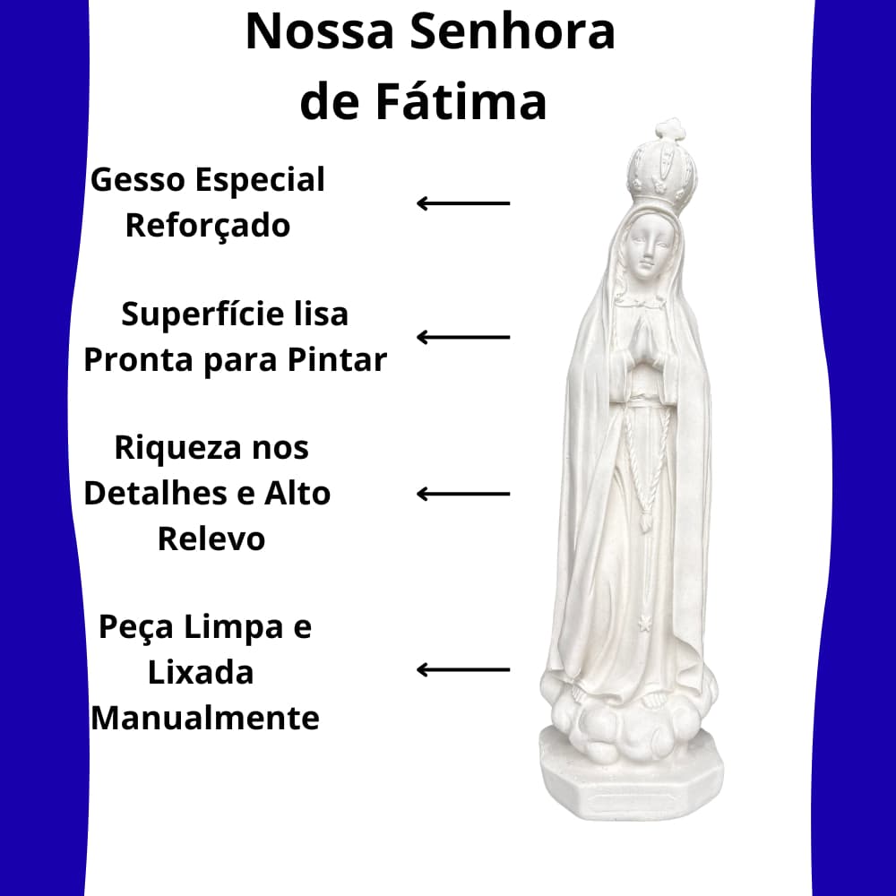 Imagem Nossa Senhora De Fátima 30cm Em Gesso Cru Para Pintar Estátua Escultura Religiosa Católica Peça Em Gesso