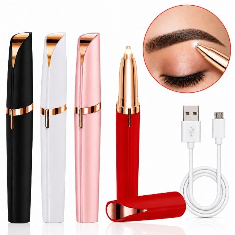 Depilador Facial Feminino Caneta Indolor LED para Sobrancelha Buço Rosto Recarregável USB