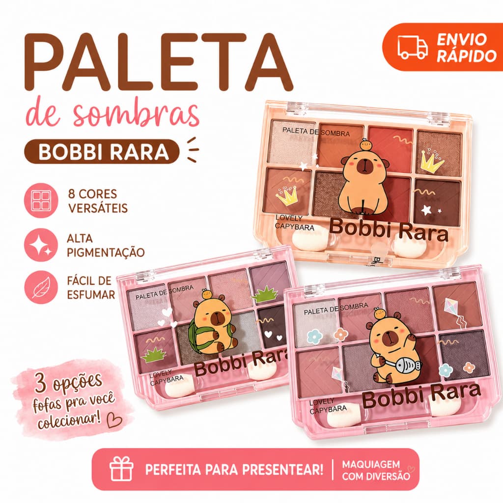 Paleta de Sombra Neutra e colorida Bobbi Rara - paleta de sombra profissional