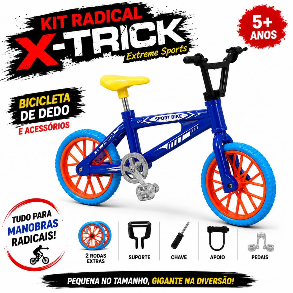 Bicicleta de Dedo Radical com Acessórios – Mini Bike Infantil Colecionável para Manobras e Diversão