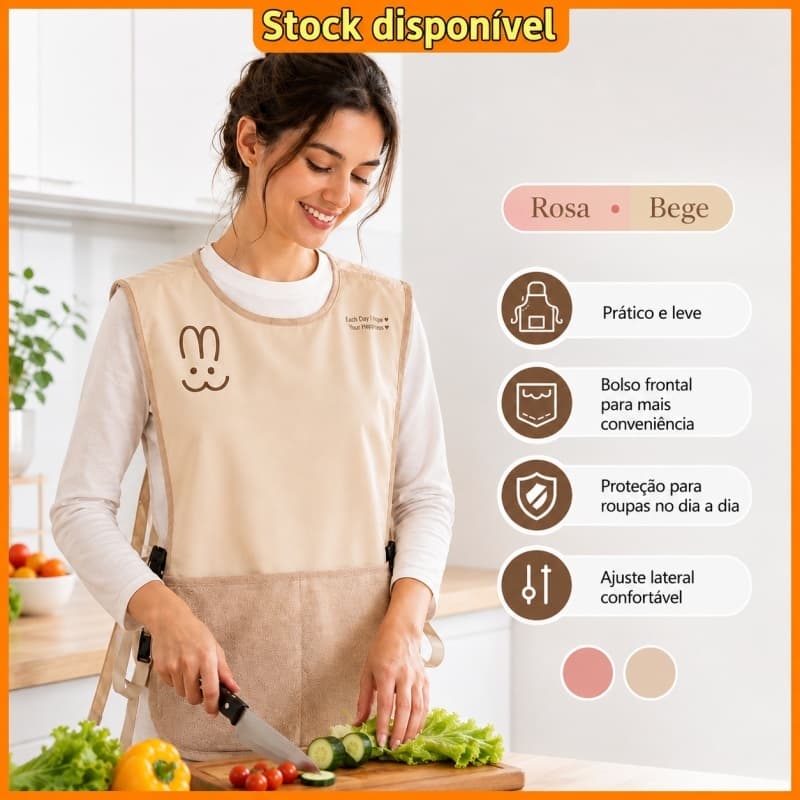 Avental Feminino Cozinha Colete com Bolso Ajustável para Limpeza Restaurante Doméstico