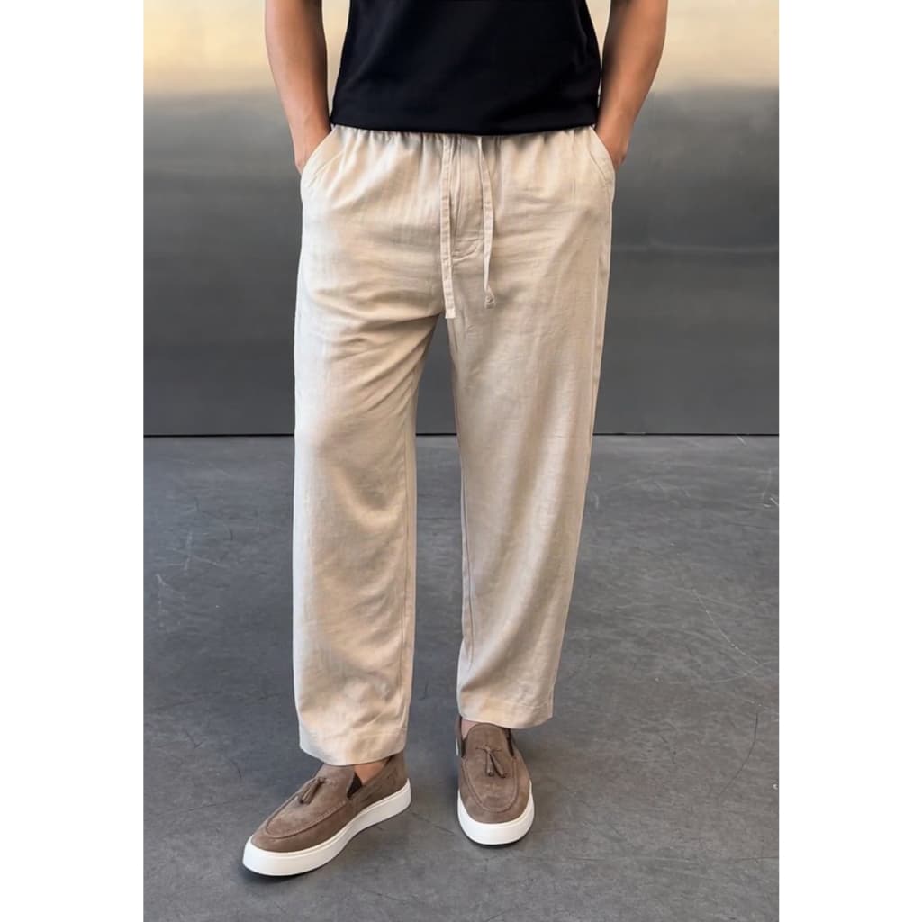 Calça Masculina Confort em Linho Old Money - Corte Reto Casual Social - Altura Cropped