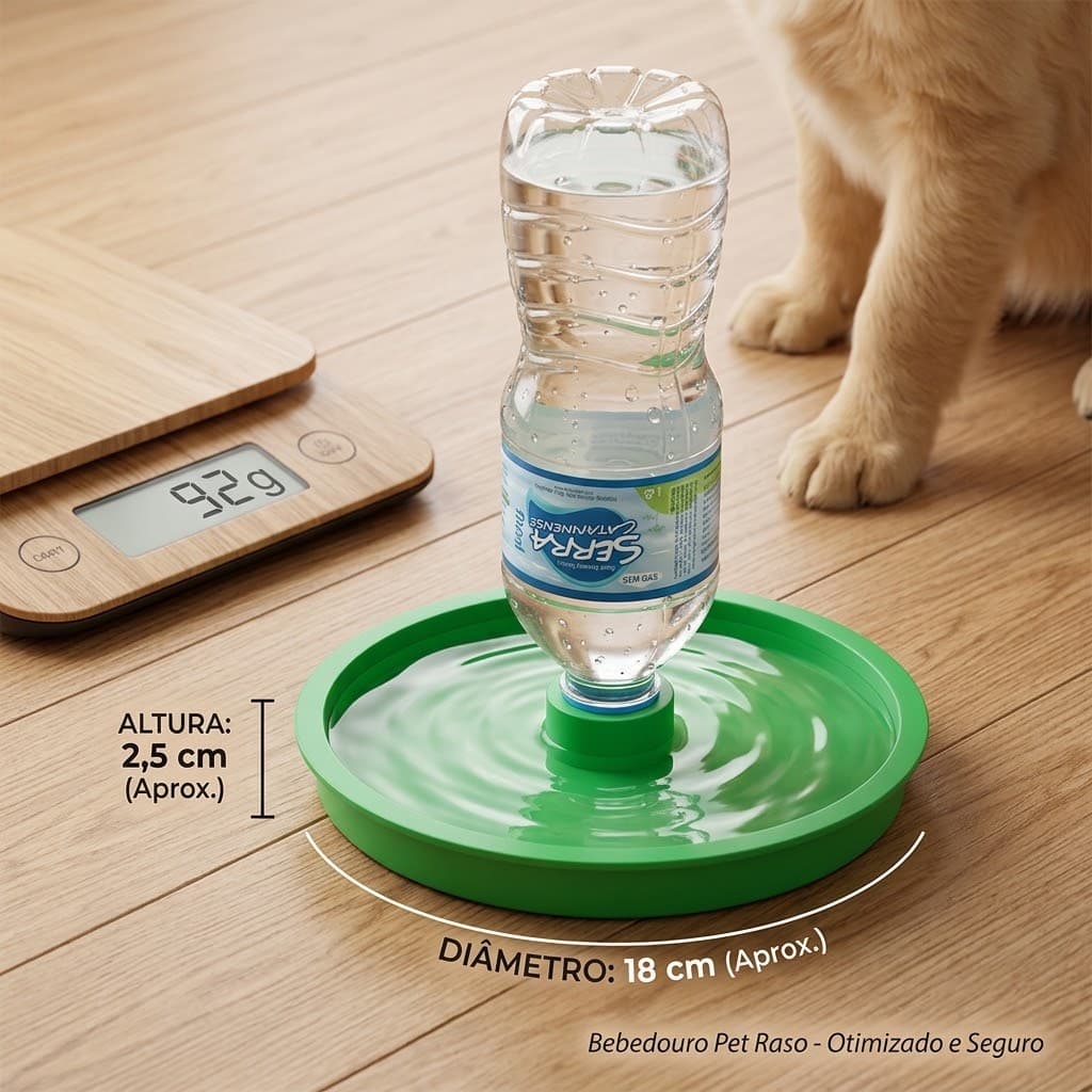 Bebedouro Pet Raso 18cm para Animais Pequenos com Suporte para Garrafa